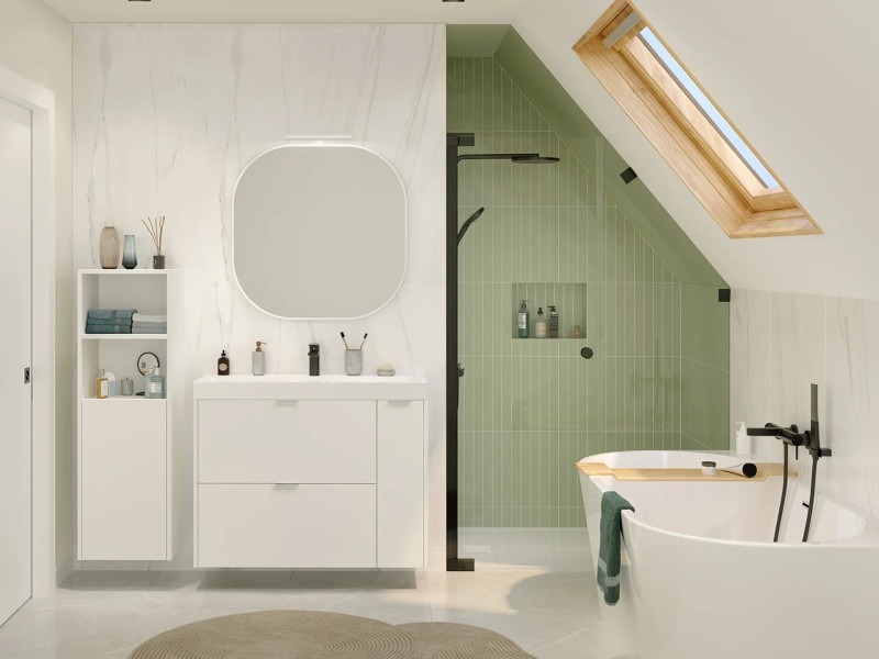 Badkamer onder het dak België – ingebouwd bad dakraam Facq