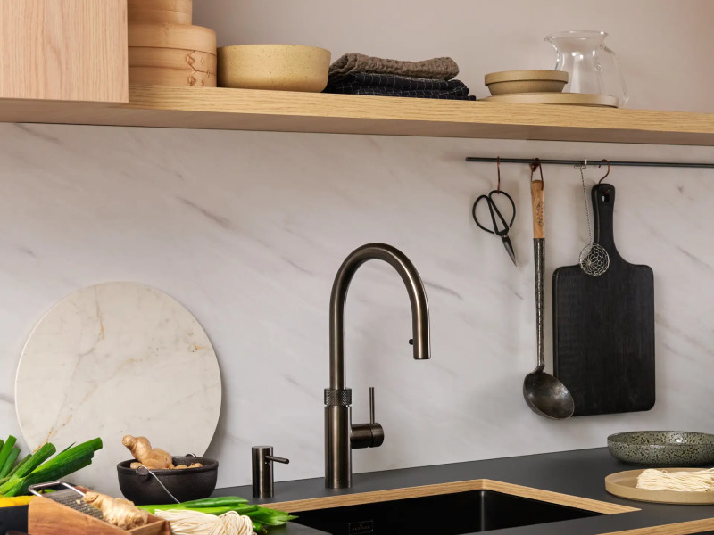 Mitigeur de cuisine rond Flex avec bec extensible Gun Metal