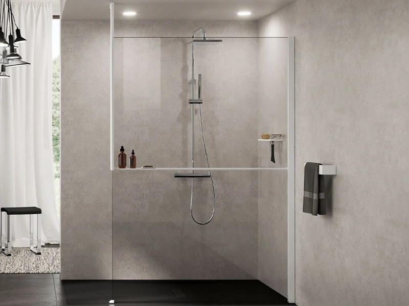 Paroi de douche fixe en verre pour douche à l'italienne contemporaine