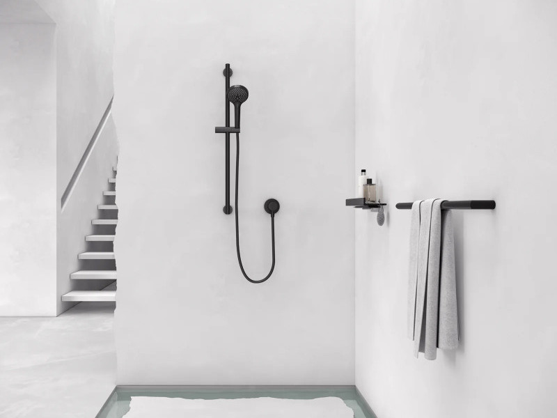 Pommeau de douche noir mat, et accessoire douche noir mat